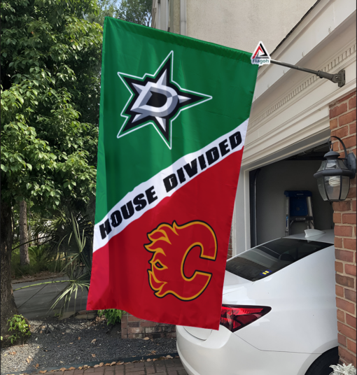 Stars vs Flames House Divided Flag, NHL House Divided Flag