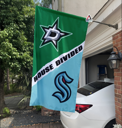 Stars vs Kraken House Divided Flag, NHL House Divided Flag