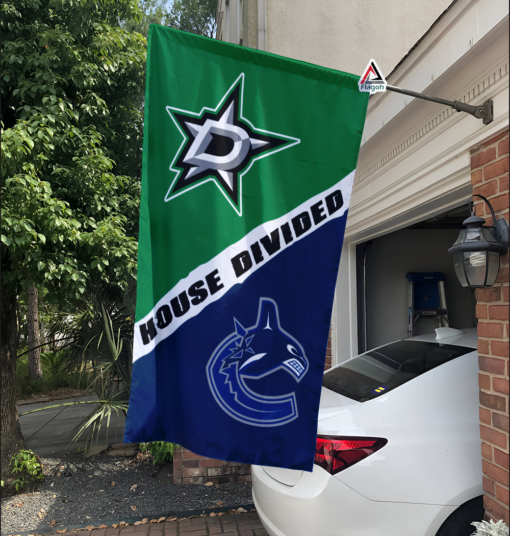 Stars vs Canucks House Divided Flag, NHL House Divided Flag