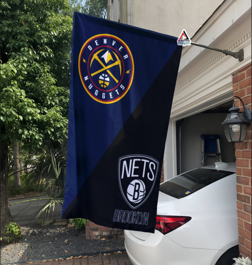 Nuggets vs Nets House Divided Flag, NBA House Divided Flag