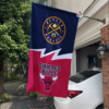 Denver Nuggets vs Chicago Bulls House Divided Flag, NBA House Divided Flag