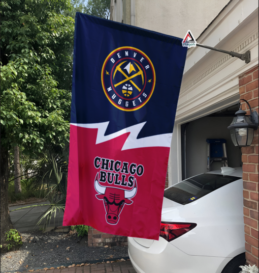 Nuggets vs Bulls House Divided Flag, NBA House Divided Flag