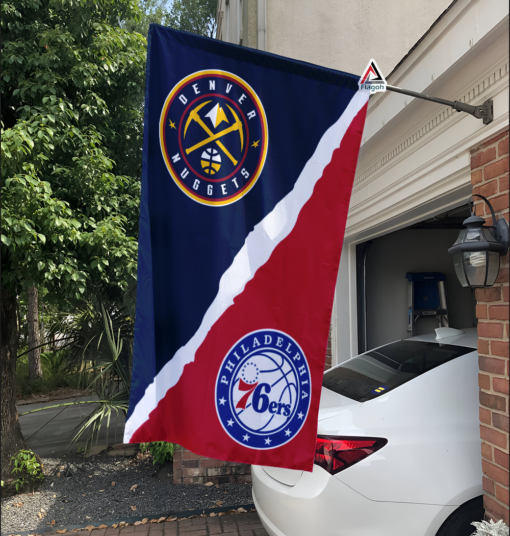 Nuggets vs 76ers House Divided Flag, NBA House Divided Flag