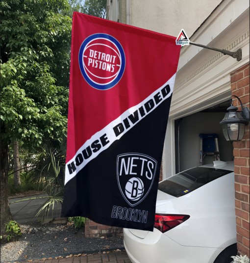 Pistons vs Nets House Divided Flag, NBA House Divided Flag