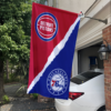 Detroit Pistons vs Philadelphia 76ers House Divided Flag, NBA House Divided Flag