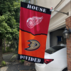 Detroit Red Wings vs Anaheim Ducks House Divided Flag, NHL House Divided Flag