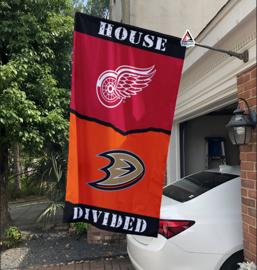 Red Wings vs Ducks House Divided Flag, NHL House Divided Flag