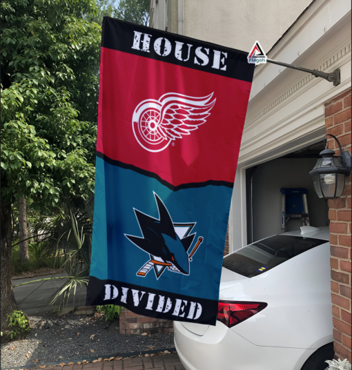 Red Wings vs Sharks House Divided Flag, NHL House Divided Flag