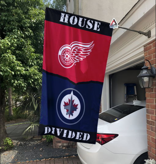 Red Wings vs Jets House Divided Flag, NHL House Divided Flag