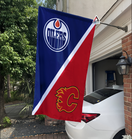 Oilers vs Flames House Divided Flag, NHL House Divided Flag