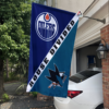 Edmonton Oilers vs San Jose Sharks House Divided Flag, NHL House Divided Flag