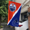 Edmonton Oilers vs Vancouver Canucks House Divided Flag, NHL House Divided Flag