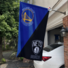 Golden State Warriors vs Brooklyn Nets House Divided Flag, NBA House Divided Flag