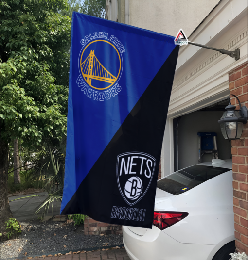 Warriors vs Nets House Divided Flag, NBA House Divided Flag