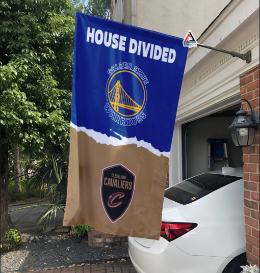 Warriors vs Cavaliers House Divided Flag, NBA House Divided Flag