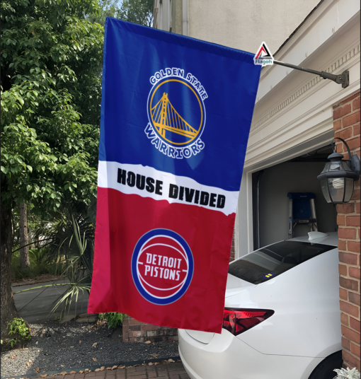 Warriors vs Pistons House Divided Flag, NBA House Divided Flag