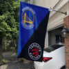 Golden State Warriors vs Toronto Raptors House Divided Flag, NBA House Divided Flag