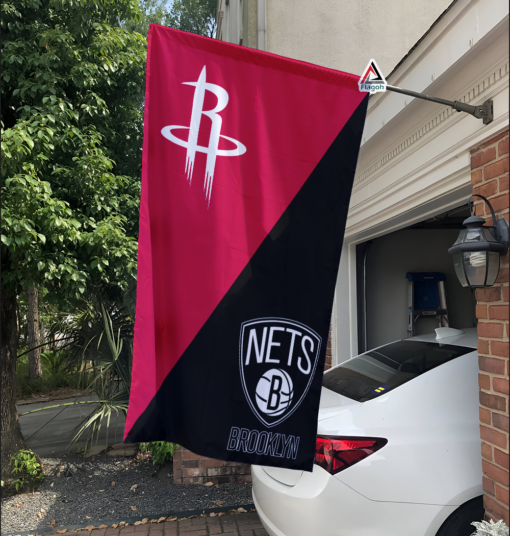 Rockets vs Nets House Divided Flag, NBA House Divided Flag