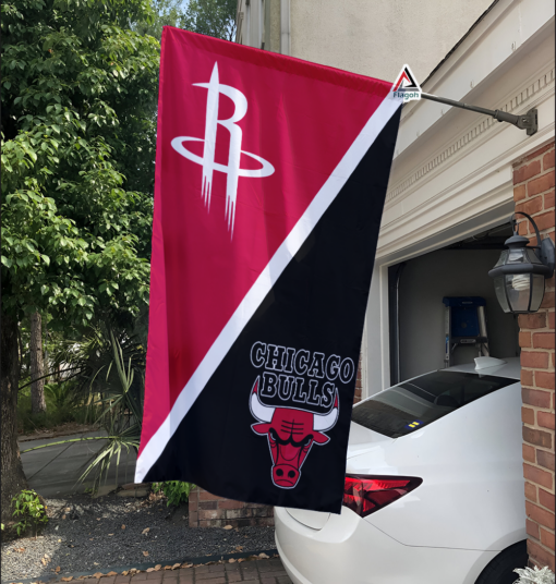 Rockets vs Bulls House Divided Flag, NBA House Divided Flag