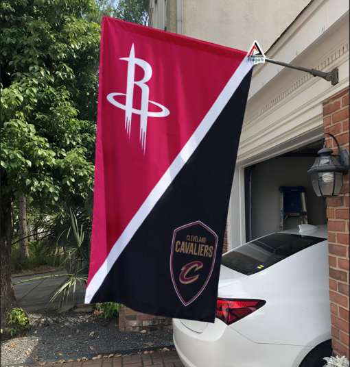 Rockets vs Cavaliers House Divided Flag, NBA House Divided Flag