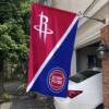 Houston Rockets vs Detroit Pistons House Divided Flag, NBA House Divided Flag