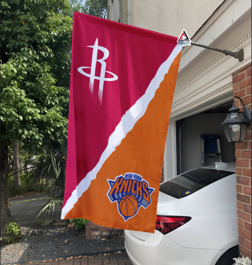 Rockets vs Knicks House Divided Flag, NBA House Divided Flag