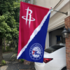 Houston Rockets vs Philadelphia 76ers House Divided Flag, NBA House Divided Flag