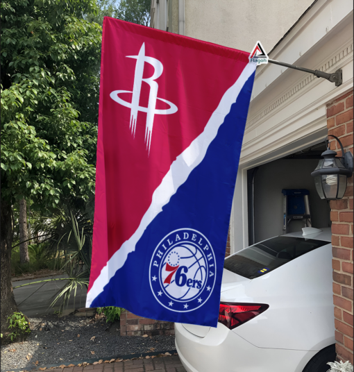 Rockets vs 76ers House Divided Flag, NBA House Divided Flag