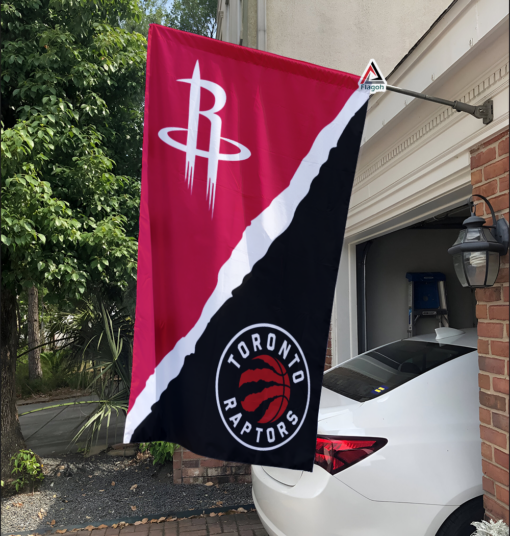 Rockets vs Raptors House Divided Flag, NBA House Divided Flag