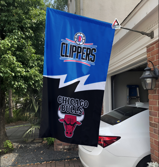 Clippers vs Bulls House Divided Flag, NBA House Divided Flag