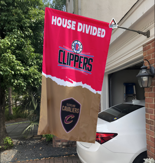 Clippers vs Cavaliers House Divided Flag, NBA House Divided Flag