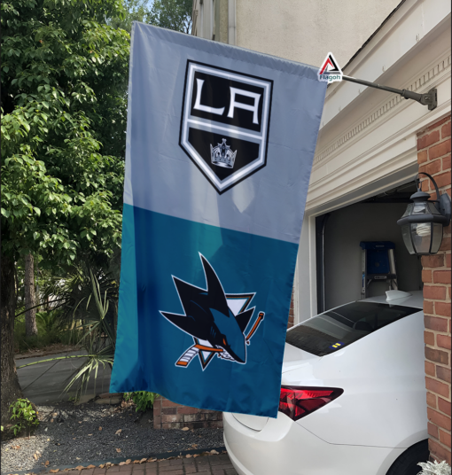 Kings vs Sharks House Divided Flag, NHL House Divided Flag