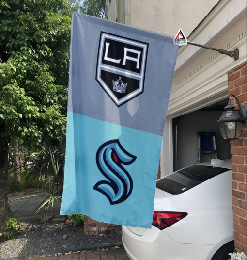 Kings vs Kraken House Divided Flag, NHL House Divided Flag