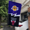 Los Angeles Lakers vs Chicago Bulls House Divided Flag, NBA House Divided Flag