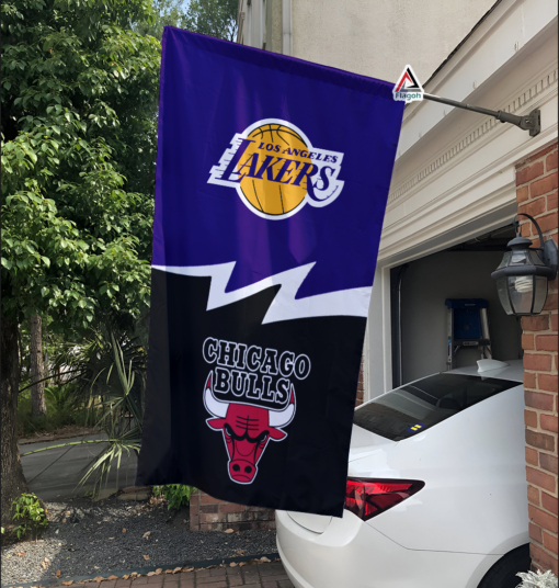 Lakers vs Bulls House Divided Flag, NBA House Divided Flag