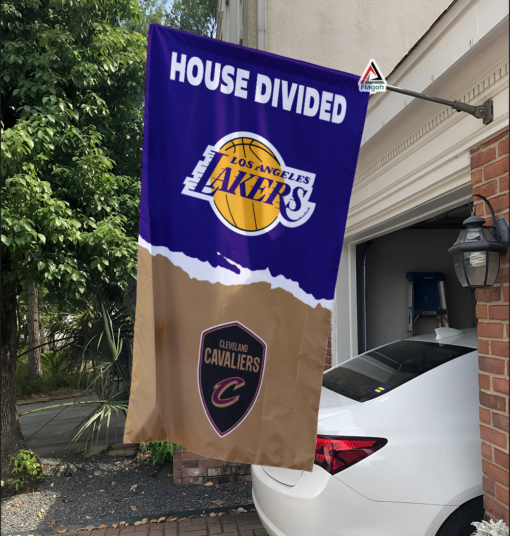 Lakers vs Cavaliers House Divided Flag, NBA House Divided Flag