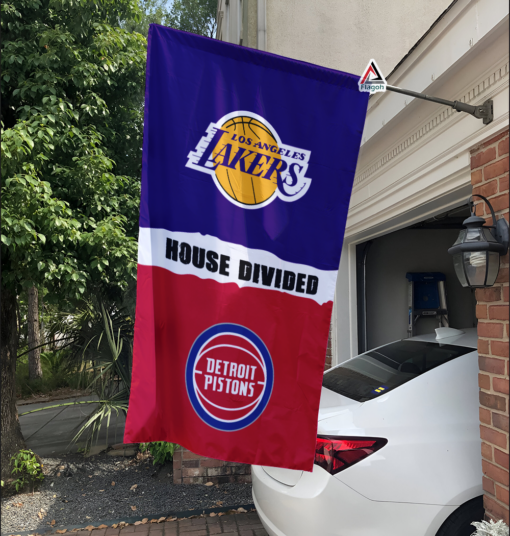 Lakers vs Pistons House Divided Flag, NBA House Divided Flag