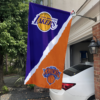 Los Angeles Lakers vs New York Knicks House Divided Flag, NBA House Divided Flag