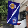 Los Angeles Lakers vs Philadelphia 76ers House Divided Flag, NBA House Divided Flag