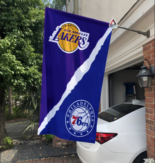 Lakers vs 76ers House Divided Flag, NBA House Divided Flag