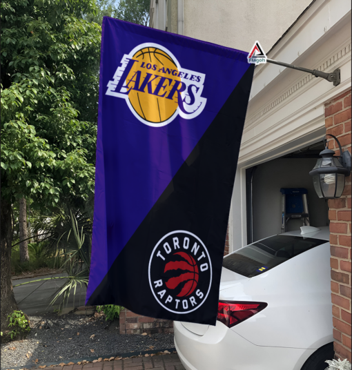 Lakers vs Raptors House Divided Flag, NBA House Divided Flag