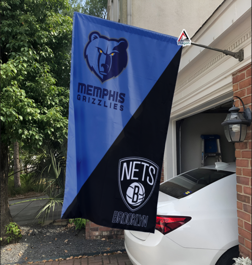 Grizzlies vs Nets House Divided Flag, NBA House Divided Flag