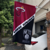 Miami Heat vs Brooklyn Nets House Divided Flag, NBA House Divided Flag