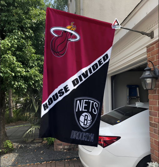 Heat vs Nets House Divided Flag, NBA House Divided Flag