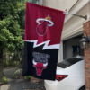 Miami Heat vs Chicago Bulls House Divided Flag, NBA House Divided Flag