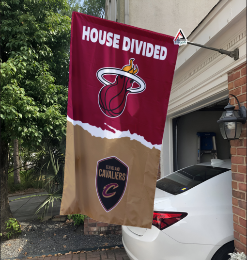 Heat vs Cavaliers House Divided Flag, NBA House Divided Flag