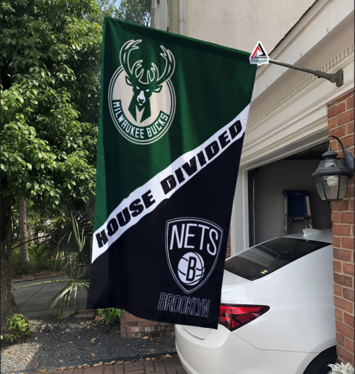 Bucks vs Nets House Divided Flag, NBA House Divided Flag