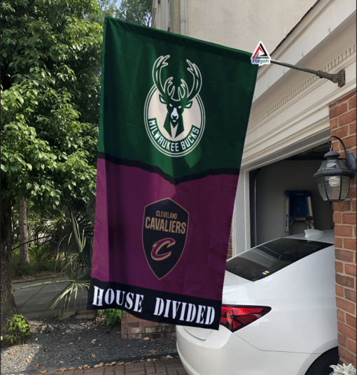 Bucks vs Cavaliers House Divided Flag, NBA House Divided Flag