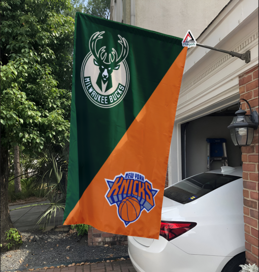 Bucks vs Knicks House Divided Flag, NBA House Divided Flag