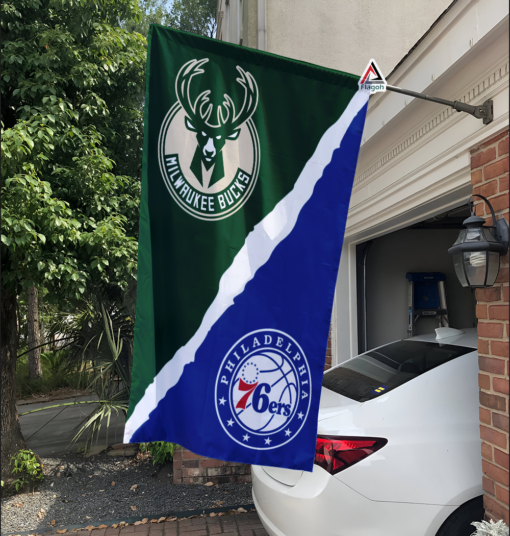 Bucks vs 76ers House Divided Flag, NBA House Divided Flag